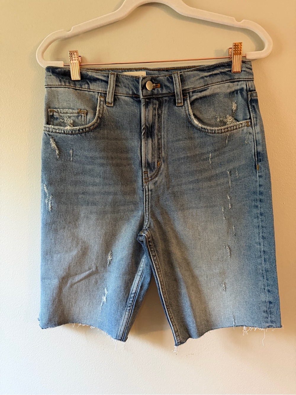 Pilcro- Light Blue Distressed Denim Bermudas